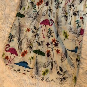 Vilagallo flamingo print half button down dress